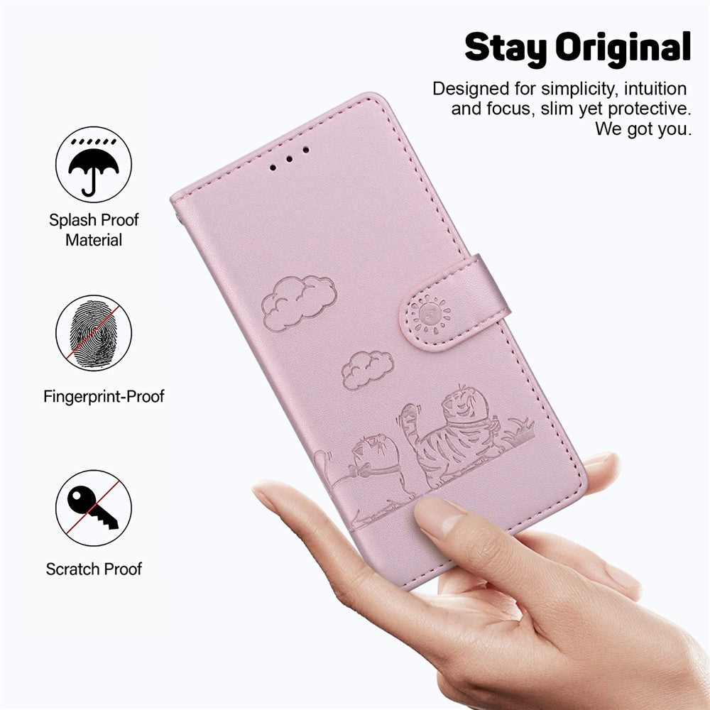 For Realme 15T 5G Case RFID Blocking Kitten Pattern TPU + PU Leather Phone Cover with Wrist Strap