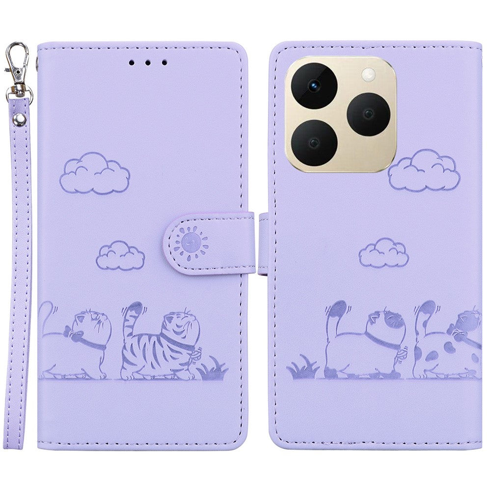For Realme 15T 5G Case RFID Blocking Kitten Pattern TPU + PU Leather Phone Cover with Wrist Strap