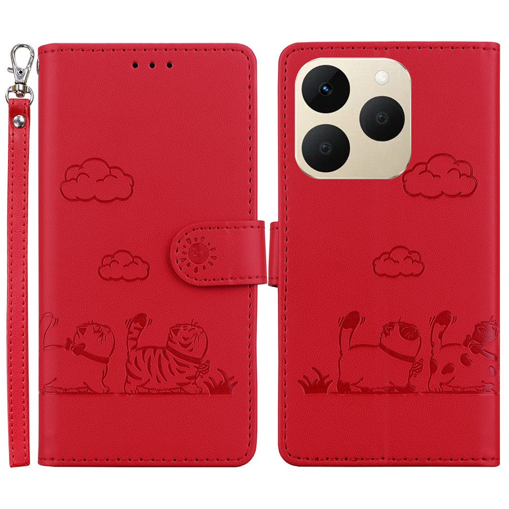 For Realme 15T 5G Case RFID Blocking Kitten Pattern TPU + PU Leather Phone Cover with Wrist Strap