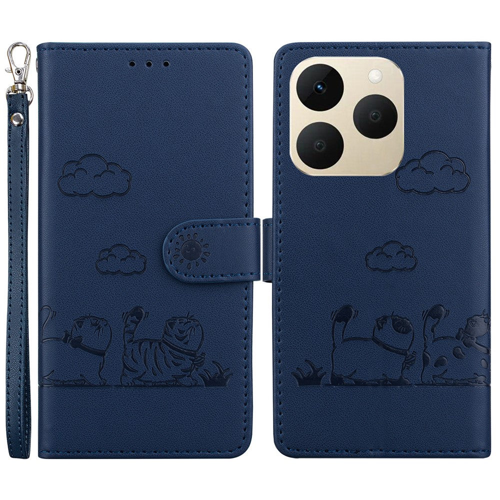 For Realme 15T 5G Case RFID Blocking Kitten Pattern TPU + PU Leather Phone Cover with Wrist Strap
