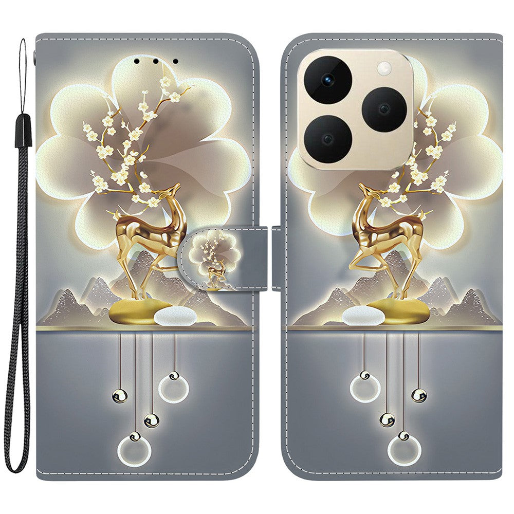 For Realme 15T 5G Case Pattern Printing Leather Flip Wallet Phone Cover with Lanyard