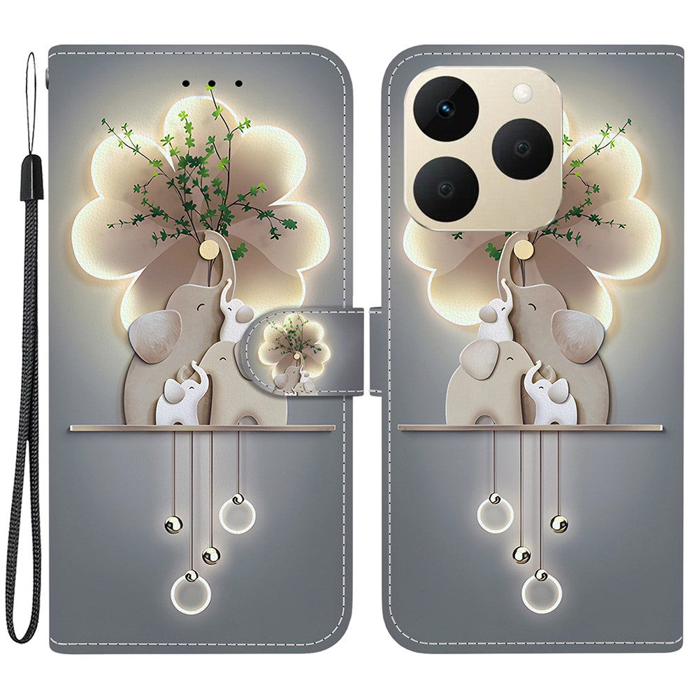 For Realme 15T 5G Case Pattern Printing Leather Flip Wallet Phone Cover with Lanyard