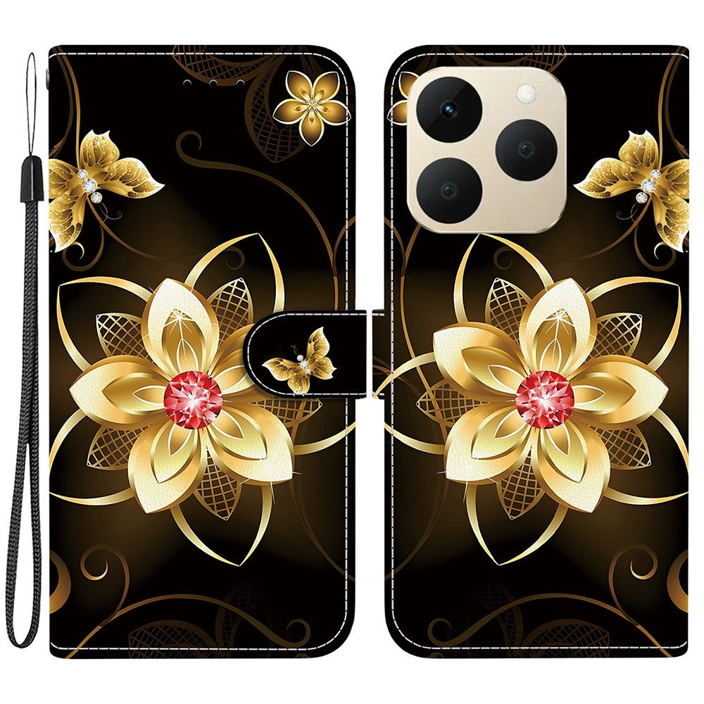 For Realme 15T 5G Case Pattern Printing Leather Flip Wallet Phone Cover with Lanyard