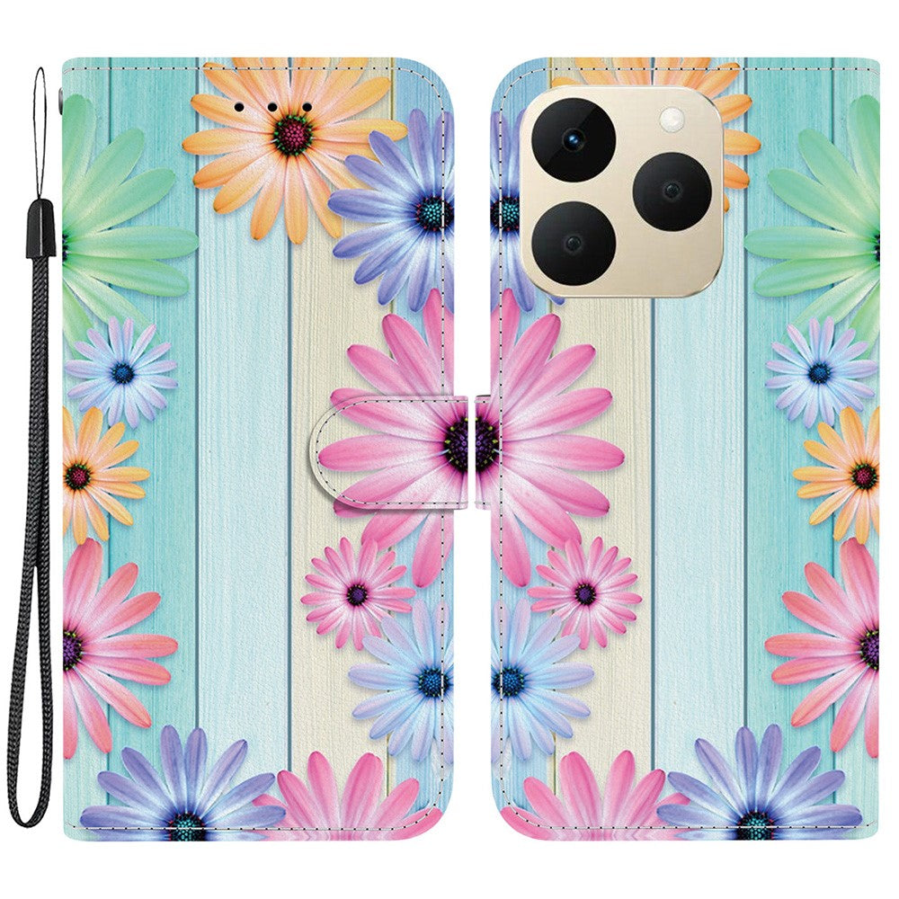 For Realme 15T 5G Case Pattern Printing Leather Flip Wallet Phone Cover with Lanyard