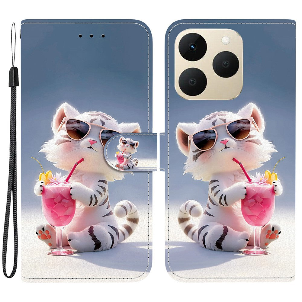 For Realme 15T 5G Case Pattern Printing Leather Flip Wallet Phone Cover with Lanyard