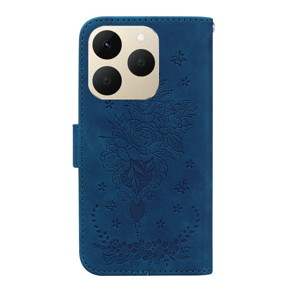 For Realme 15T 5G Case Butterfly Flower Imprint PU Leather Wallet Phone Cover with Strap