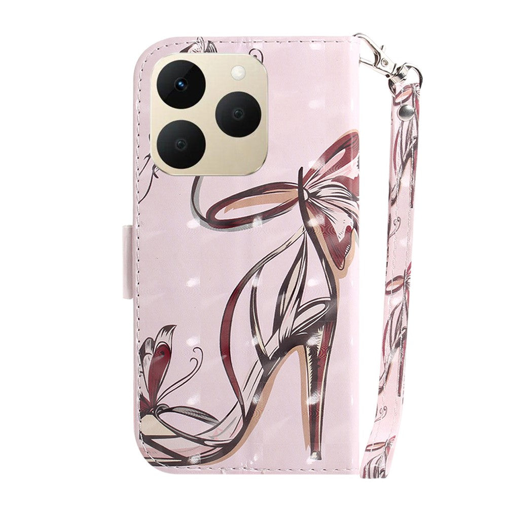 For Realme 15T 5G Case Pattern Printing Leather Wallet Phone Cover with Wrist Strap