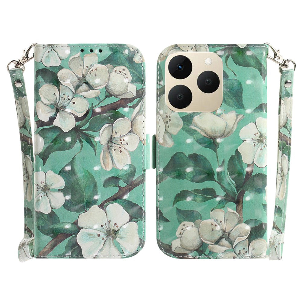 For Realme 15T 5G Case Pattern Printing Leather Wallet Phone Cover with Wrist Strap