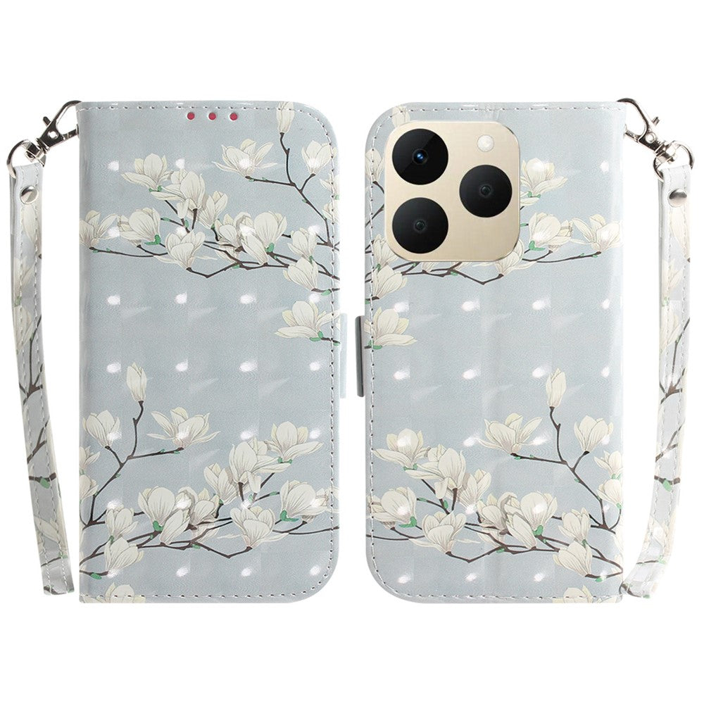 For Realme 15T 5G Case Pattern Printing Leather Wallet Phone Cover with Wrist Strap