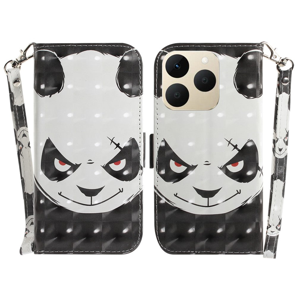 For Realme 15T 5G Case Pattern Printing Leather Wallet Phone Cover with Wrist Strap