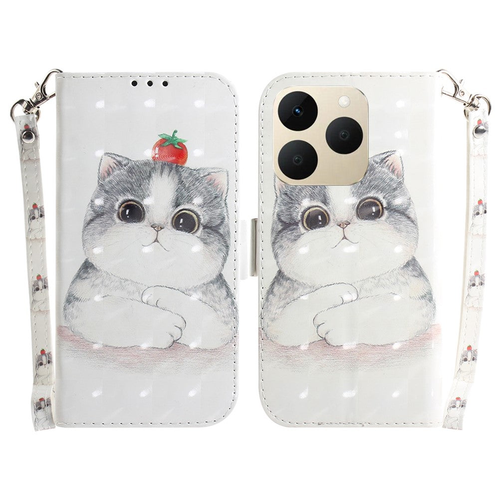 For Realme 15T 5G Case Pattern Printing Leather Wallet Phone Cover with Wrist Strap