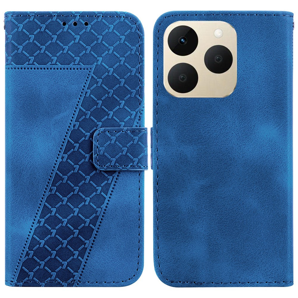For Realme 15T 5G Stand Case 7-Shaped Pattern Imprint Leather Phone Cover with Strap