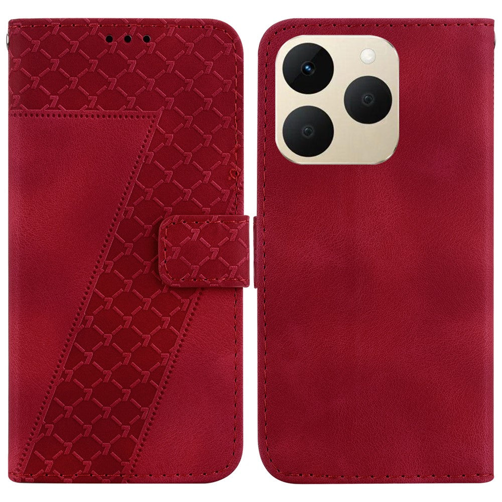 For Realme 15T 5G Stand Case 7-Shaped Pattern Imprint Leather Phone Cover with Strap