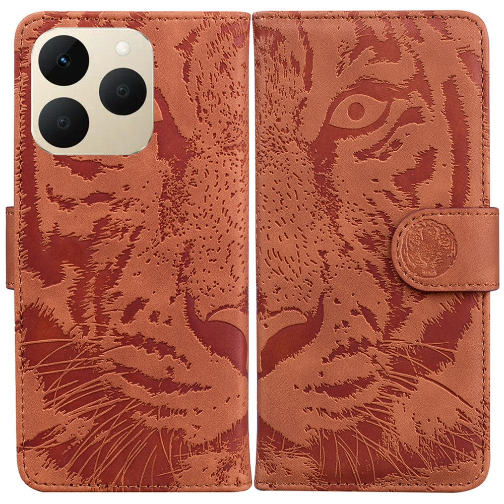 For Realme 15T 5G Case Tiger Imprint Leather Wallet Phone Cover