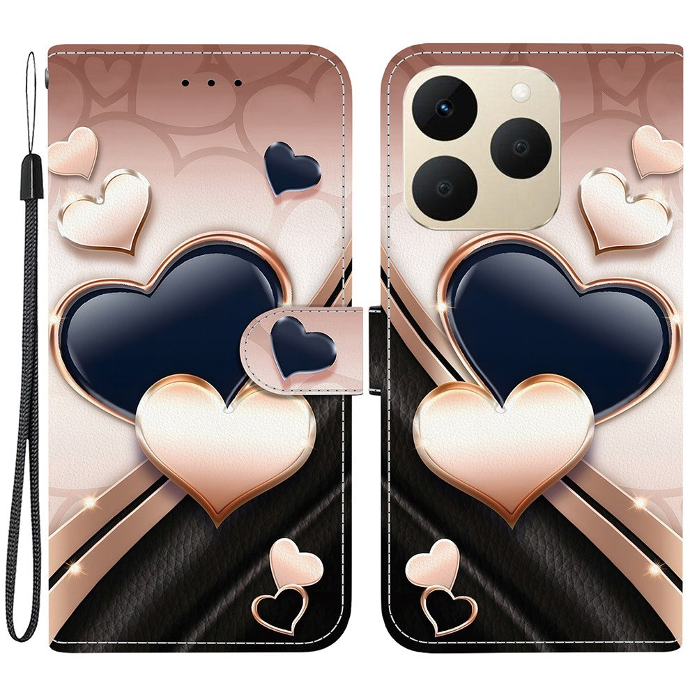 Funda de piel para Realme 15T 5G con soporte, diseño tipo cartera y correa de muñeca. Incluye soporte, correa de muñeca y estampado.