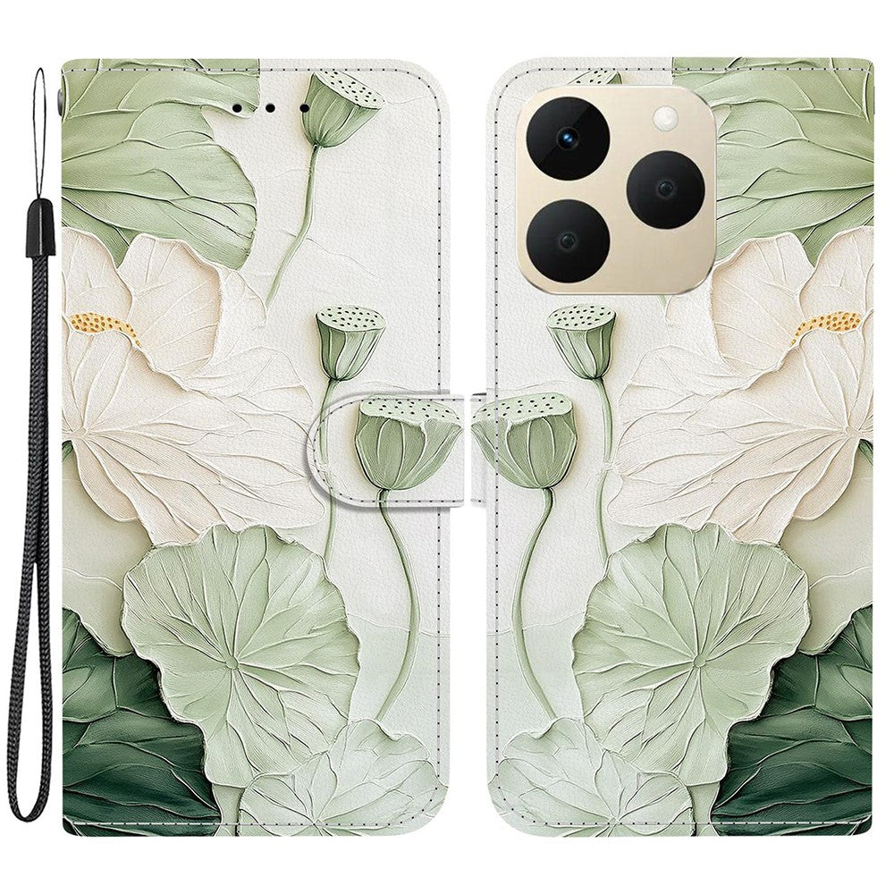 For Realme 15T 5G Wallet Case Pattern Printing Leather Stand Phone Cover with Strap