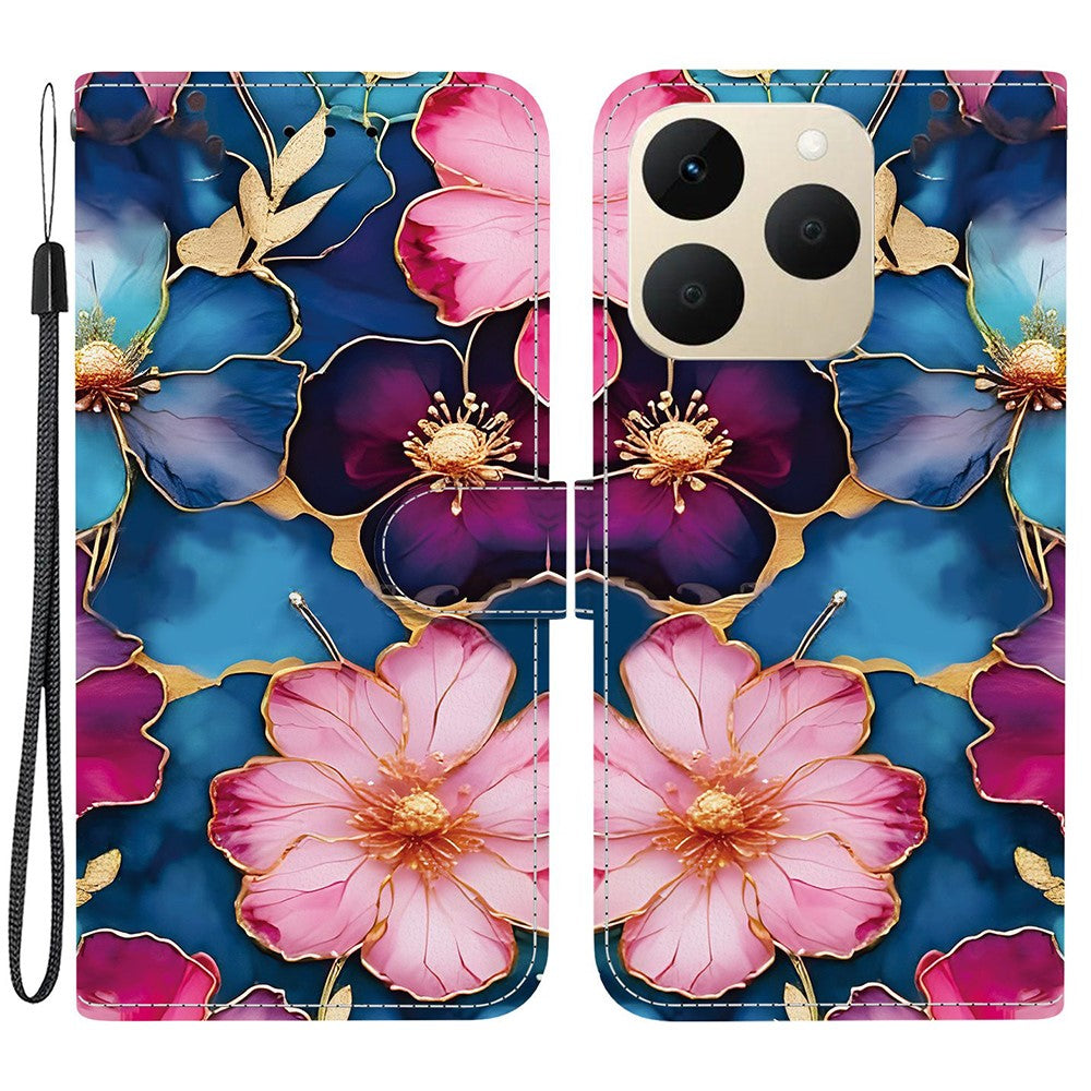 For Realme 15T 5G Wallet Case Pattern Printing Leather Stand Phone Cover with Strap