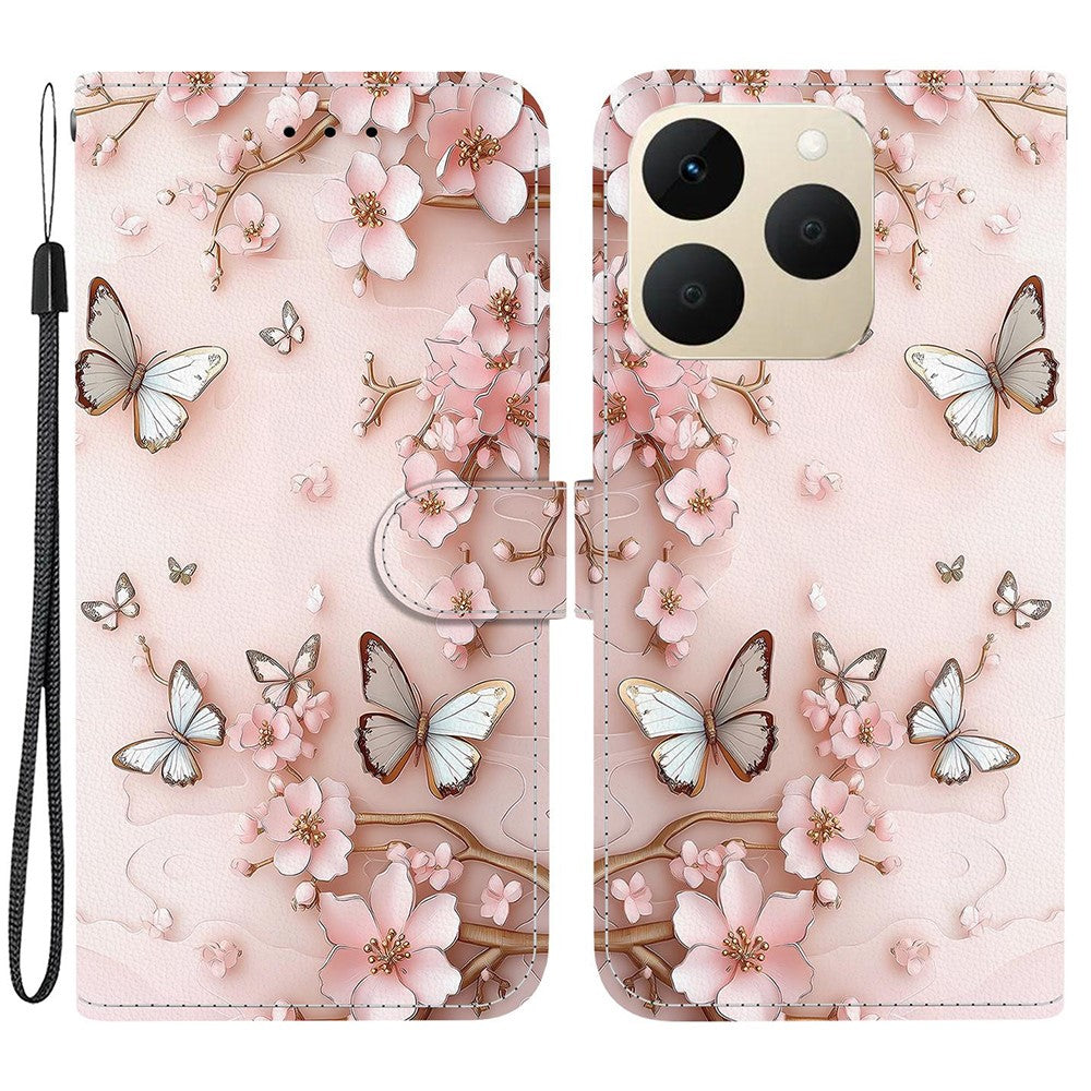 For Realme 15T 5G Wallet Case Pattern Printing Leather Stand Phone Cover with Strap