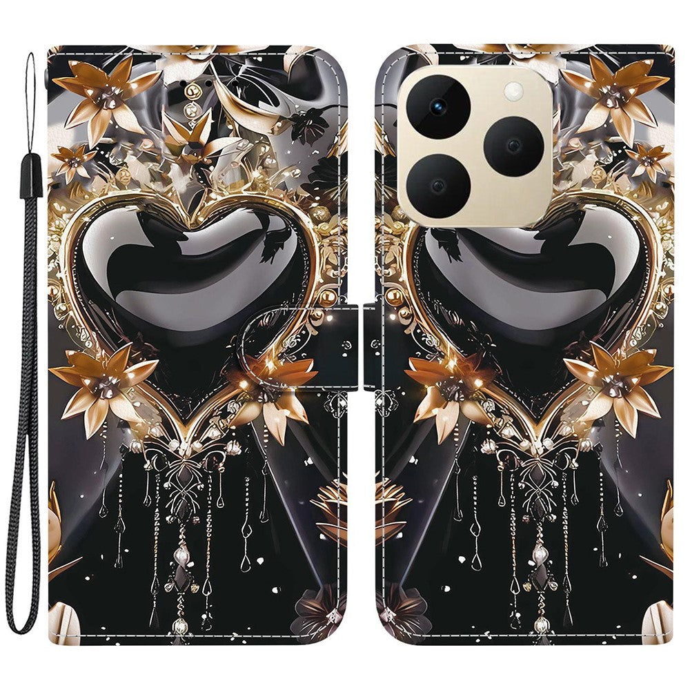 For Realme 15T 5G Wallet Case Pattern Printing Leather Stand Phone Cover with Strap