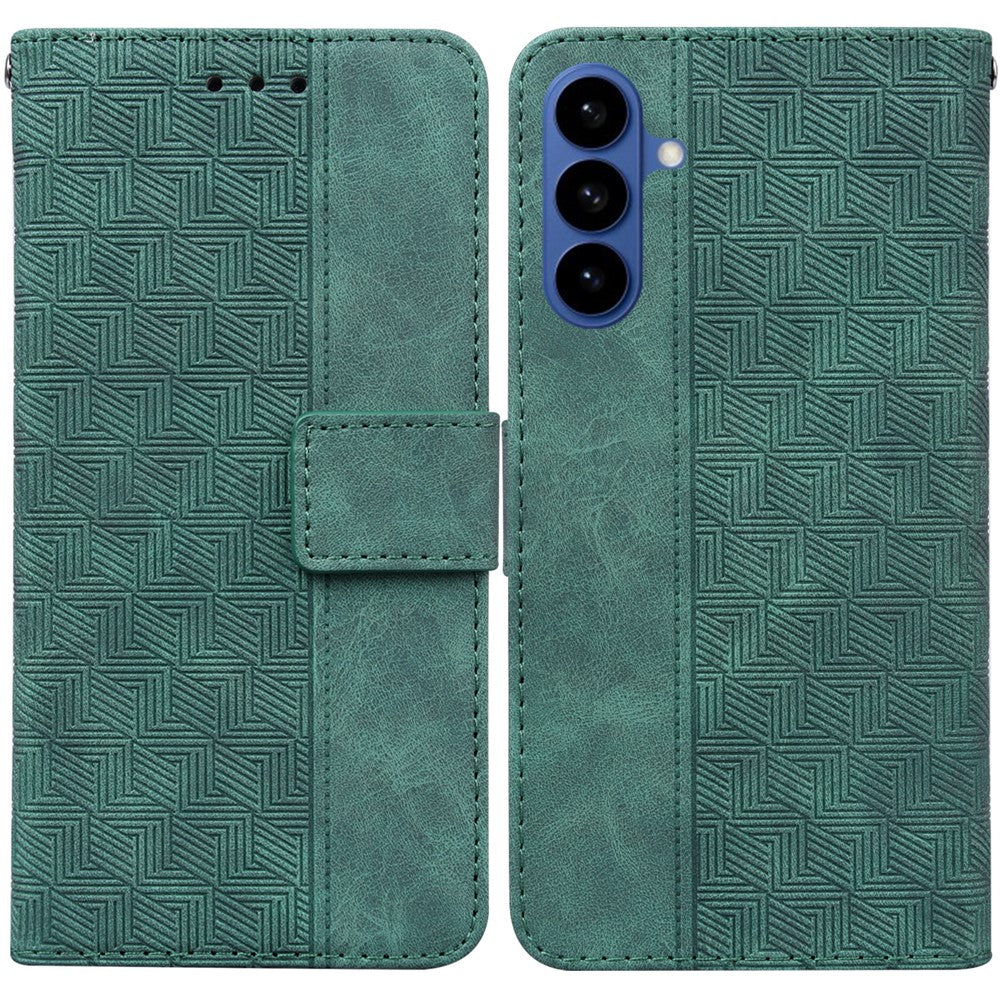 For Samsung Galaxy S26 / S26 Pro Case Geometry Pattern Leather Wallet Phone Cover with Wrist Strap