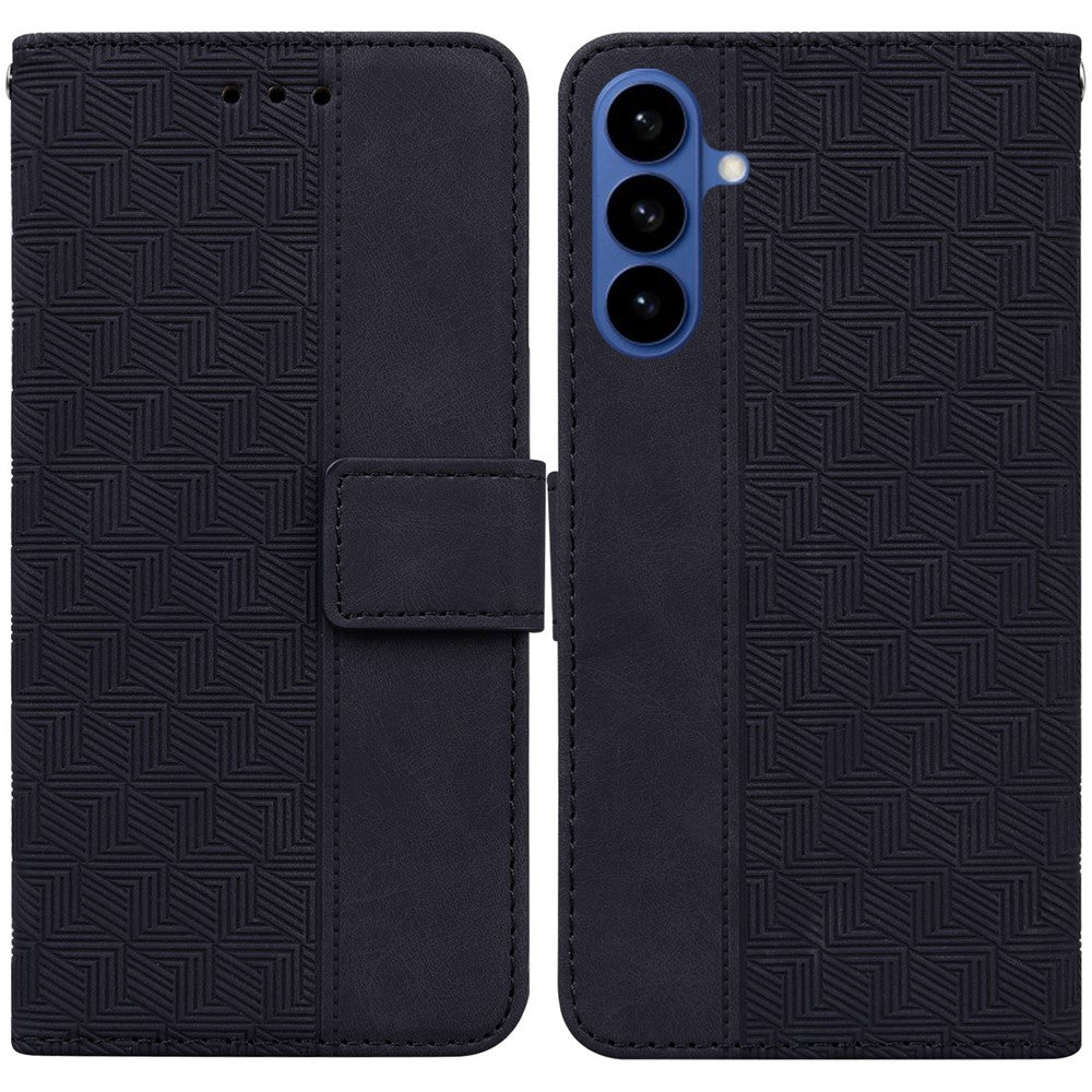 For Samsung Galaxy S26 / S26 Pro Case Geometry Pattern Leather Wallet Phone Cover with Wrist Strap