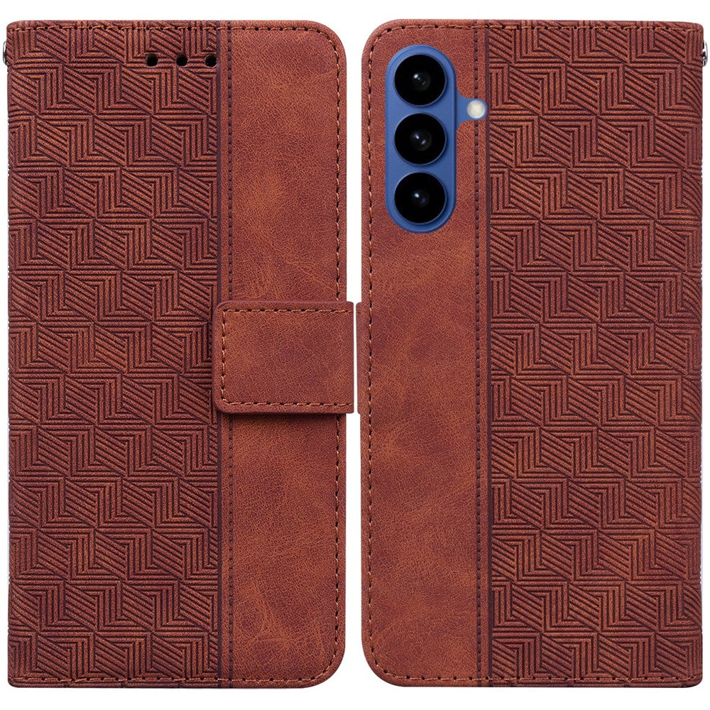 For Samsung Galaxy S26 / S26 Pro Case Geometry Pattern Leather Wallet Phone Cover with Wrist Strap