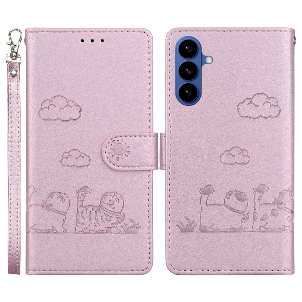 For Samsung Galaxy S26 / S26 Pro Case RFID Blocking Kitten Pattern TPU + PU Leather Phone Cover with Wrist Strap