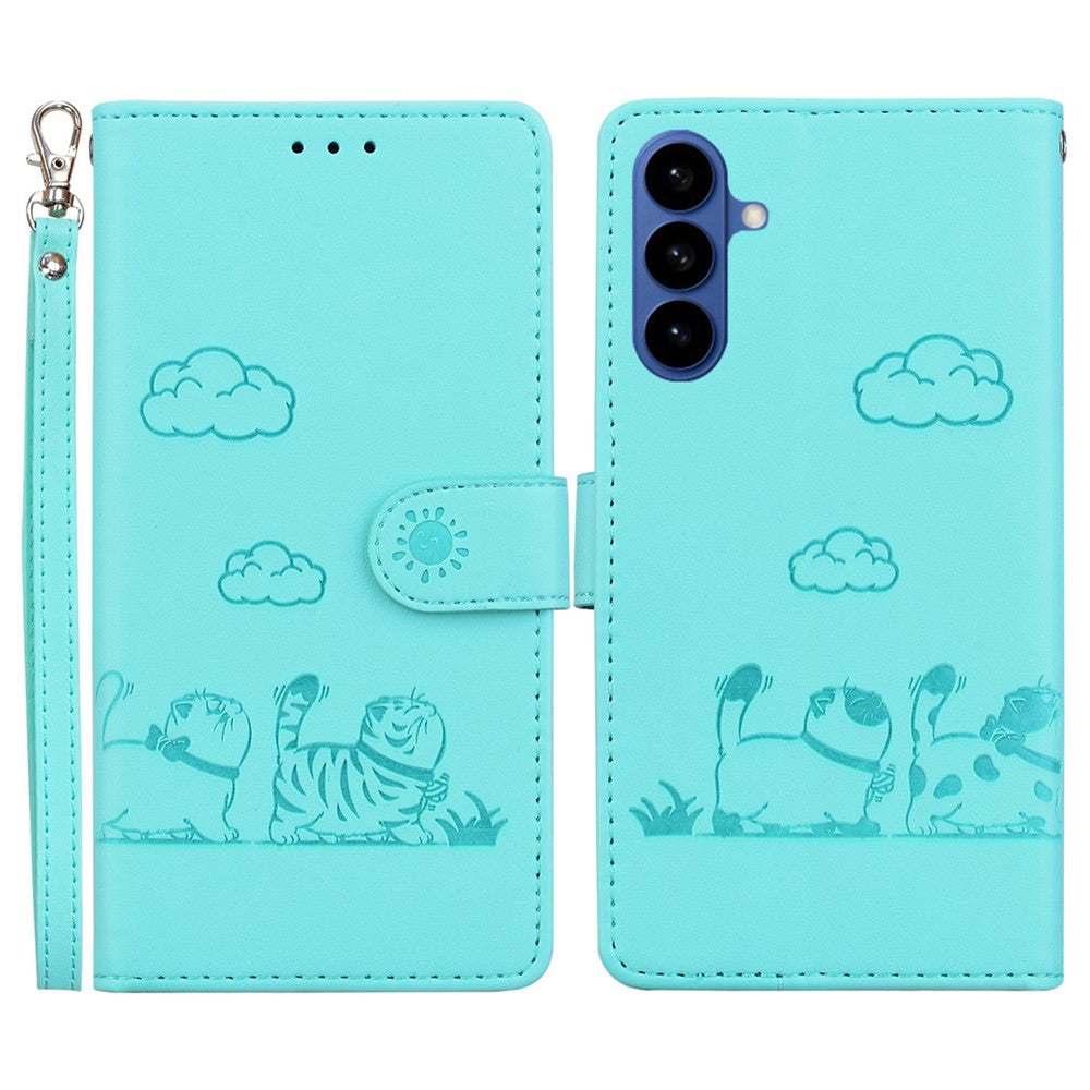 For Samsung Galaxy S26 / S26 Pro Case RFID Blocking Kitten Pattern TPU + PU Leather Phone Cover with Wrist Strap