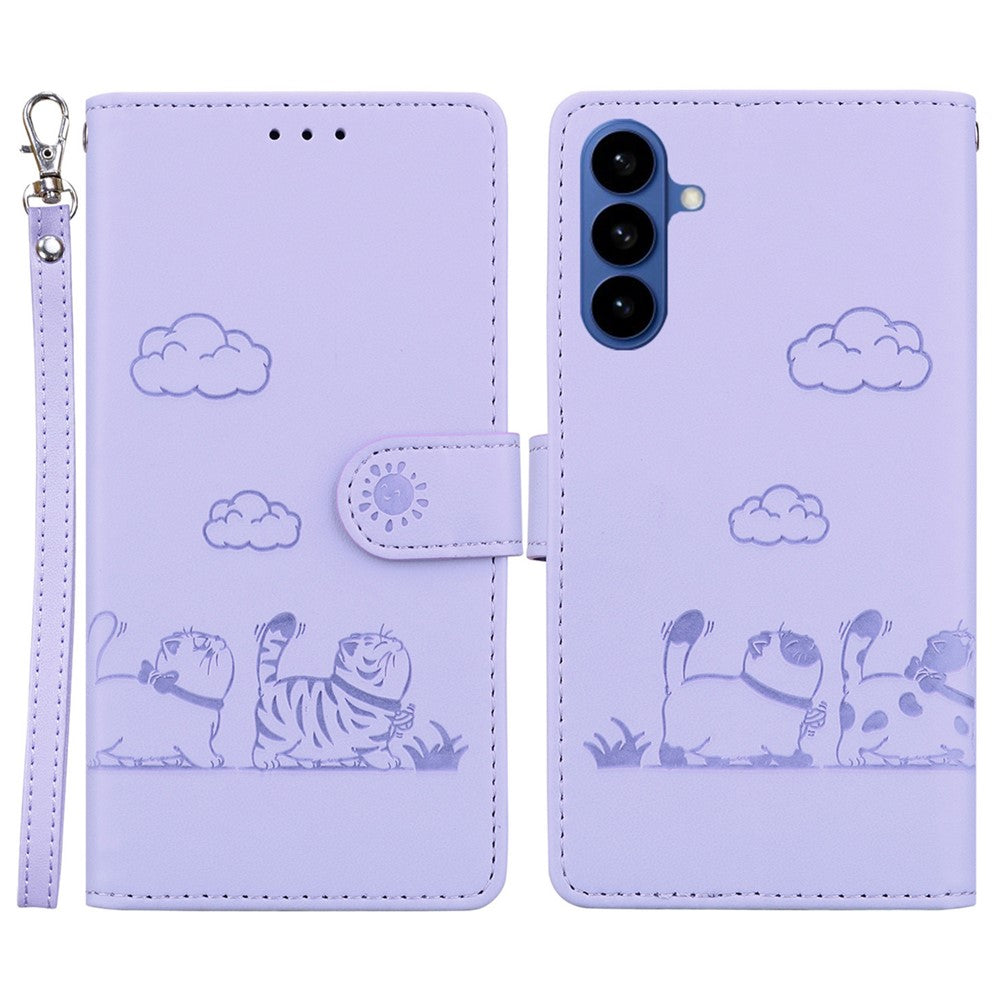 Funda para Samsung Galaxy S26 / S26 Pro con bloqueo RFID, diseño de gatito, TPU + piel sintética, incluye correa de muñeca