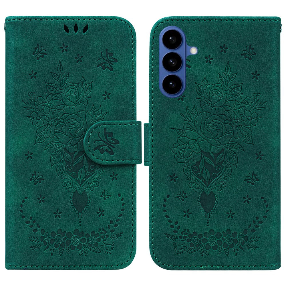 For Samsung Galaxy S26 / S26 Pro Fusion 5G Case Butterfly Flower Imprint PU Leather Wallet Phone Cover with Strap