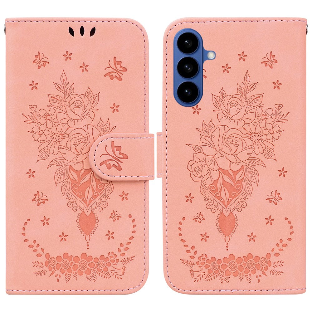Funda tipo cartera de piel sintética con estampado de mariposas y flores para Samsung Galaxy S26 / S26 Pro Fusion 5G, con correa.