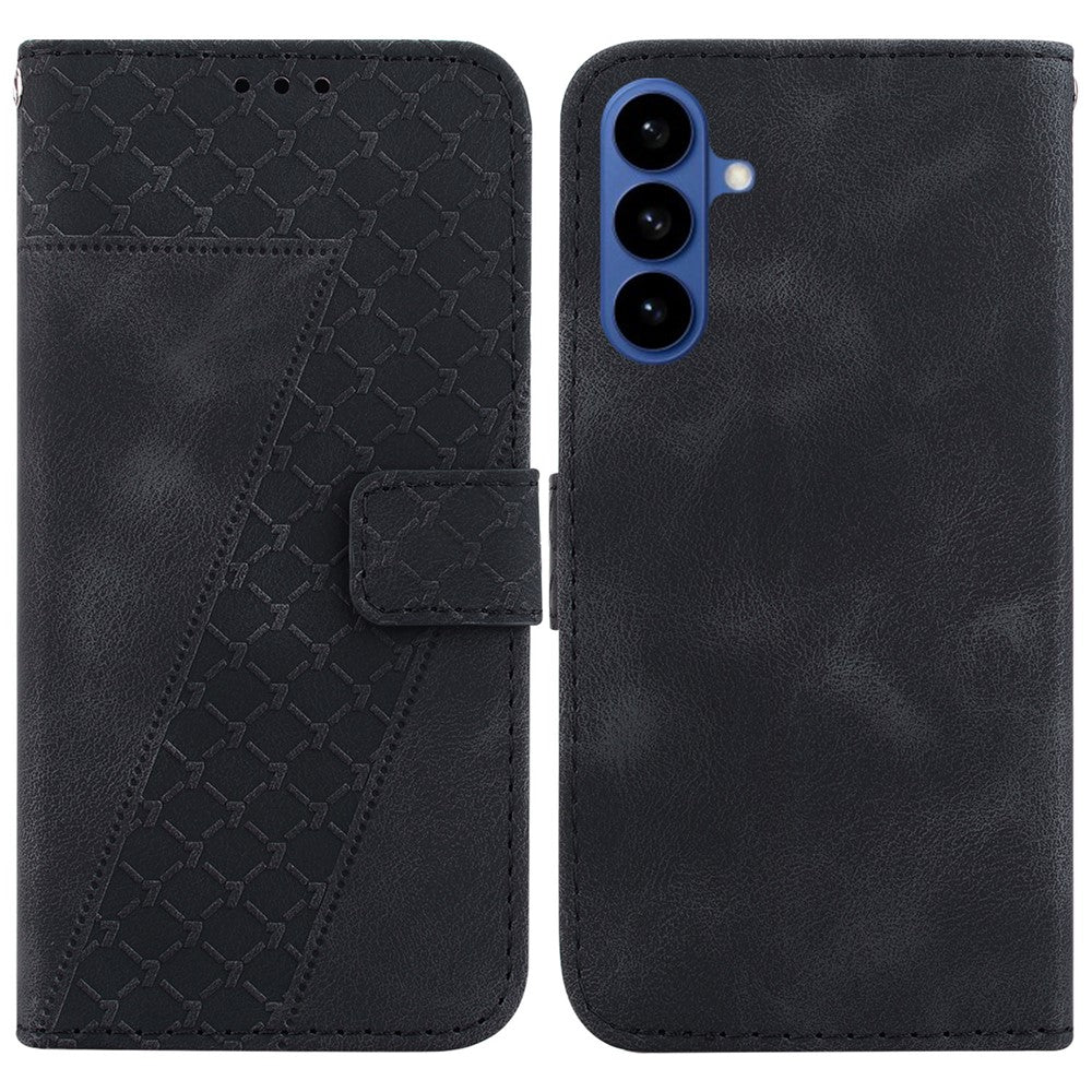 For Samsung Galaxy S26 / S26 Pro Stand Case 7-Shaped Pattern Imprint Leather Phone Cover with Strap