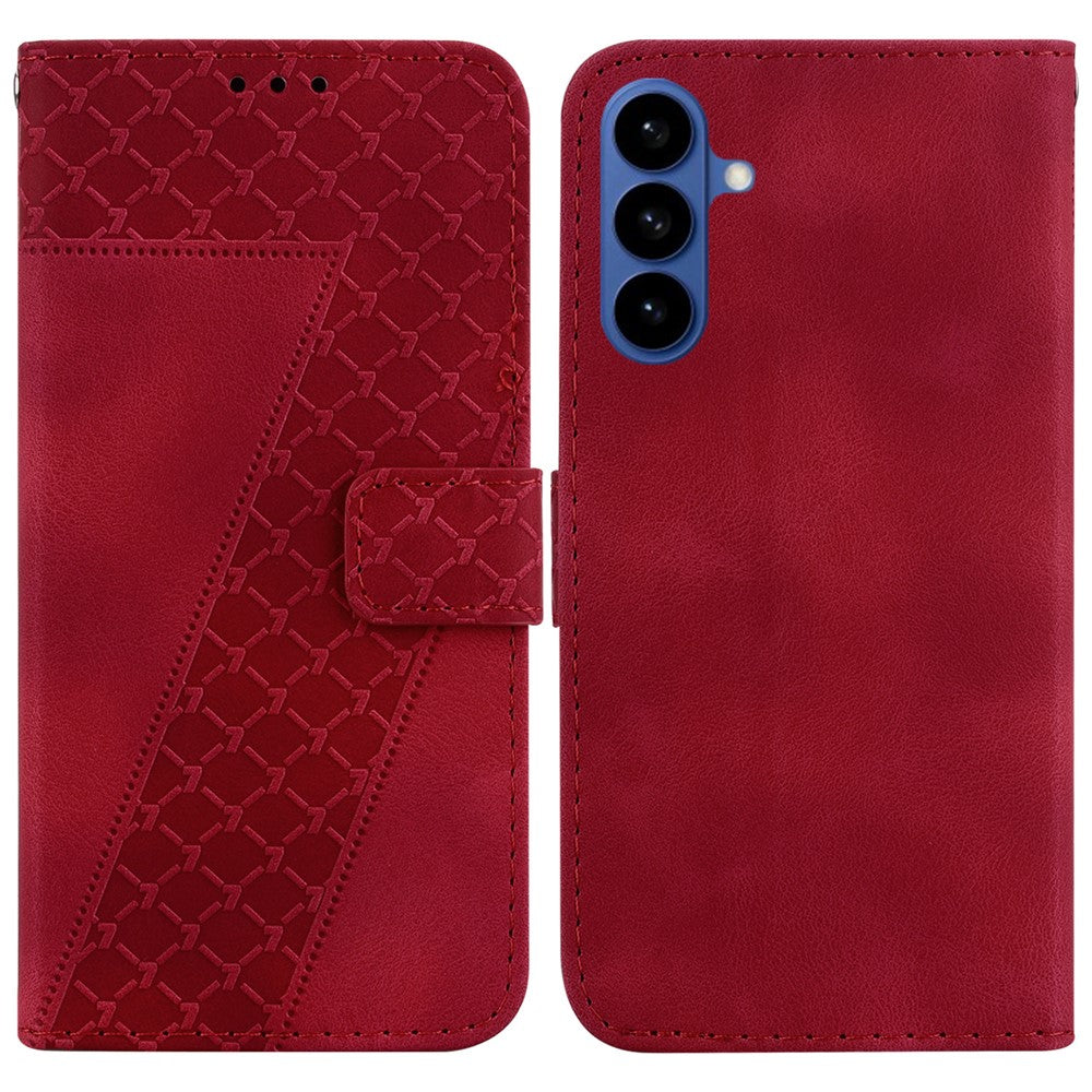 For Samsung Galaxy S26 / S26 Pro Stand Case 7-Shaped Pattern Imprint Leather Phone Cover with Strap