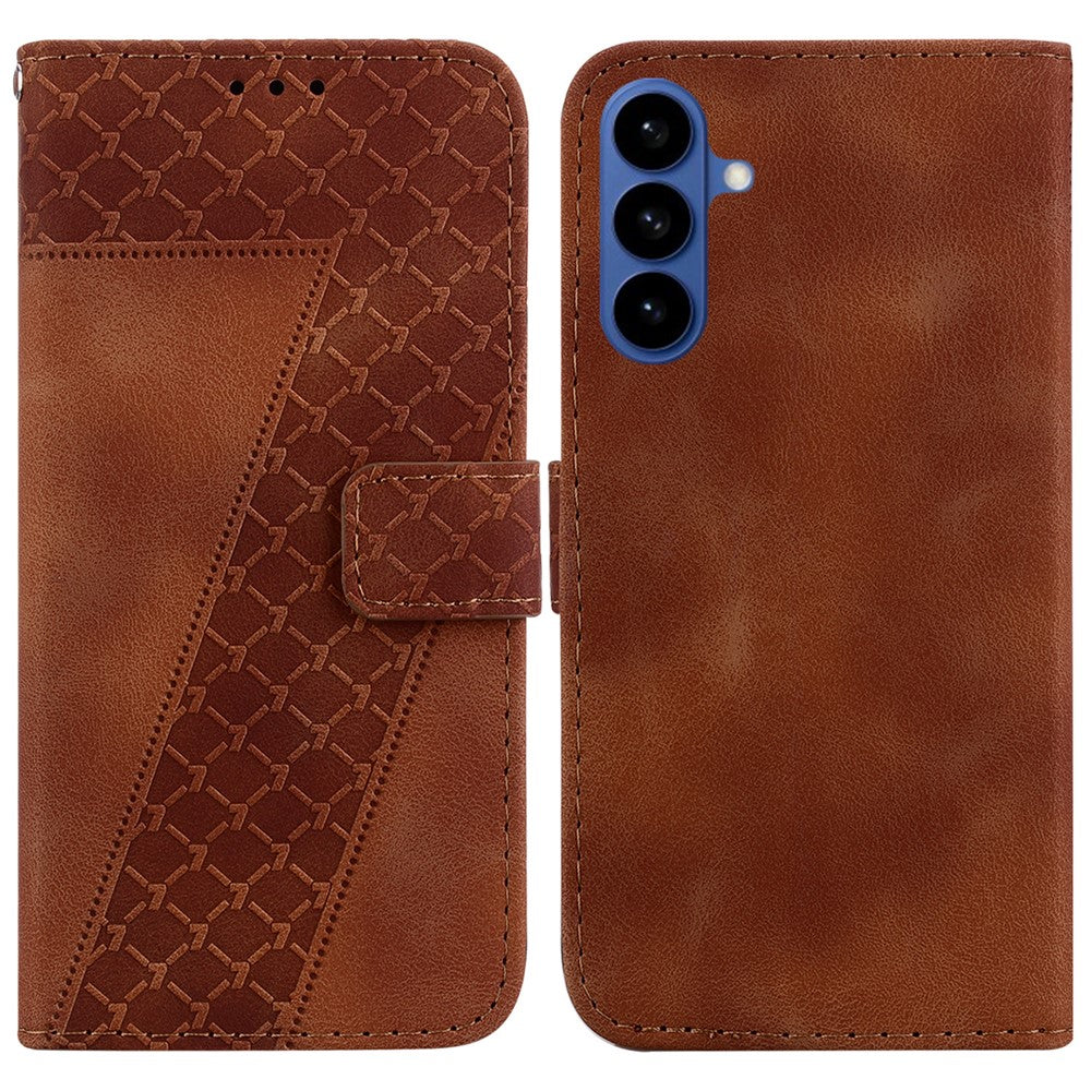 For Samsung Galaxy S26 / S26 Pro Stand Case 7-Shaped Pattern Imprint Leather Phone Cover with Strap