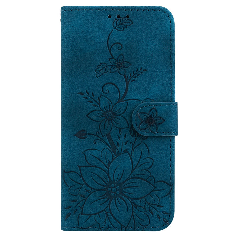 For Samsung Galaxy S26 / S26 Pro Stand Case Lily Flower Imprint Leather Phone Cover with Wrist Strap