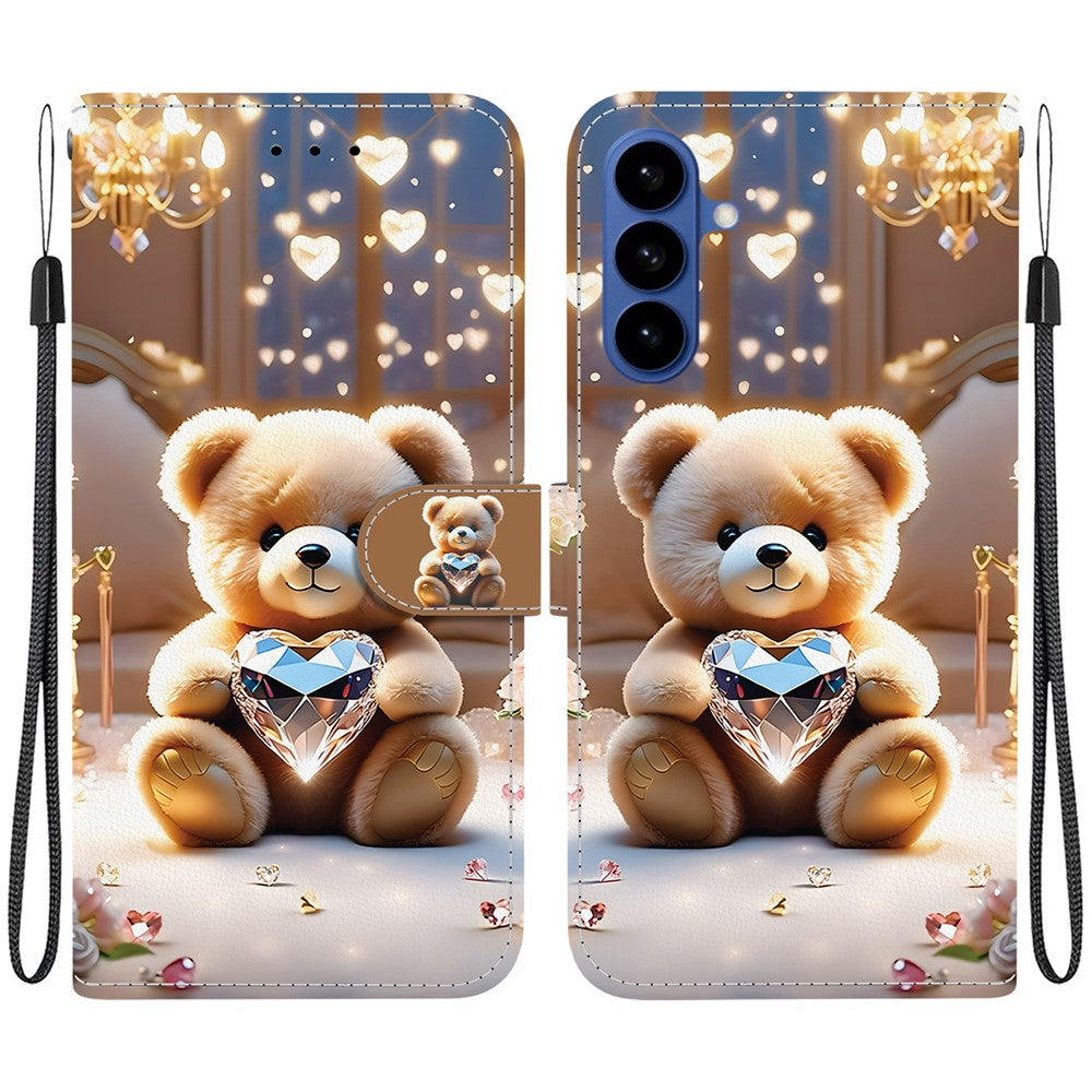 Funda de piel para Samsung Galaxy S26 / S26 Pro con soporte tipo cartera, estampado decorativo y correa de muñeca.
