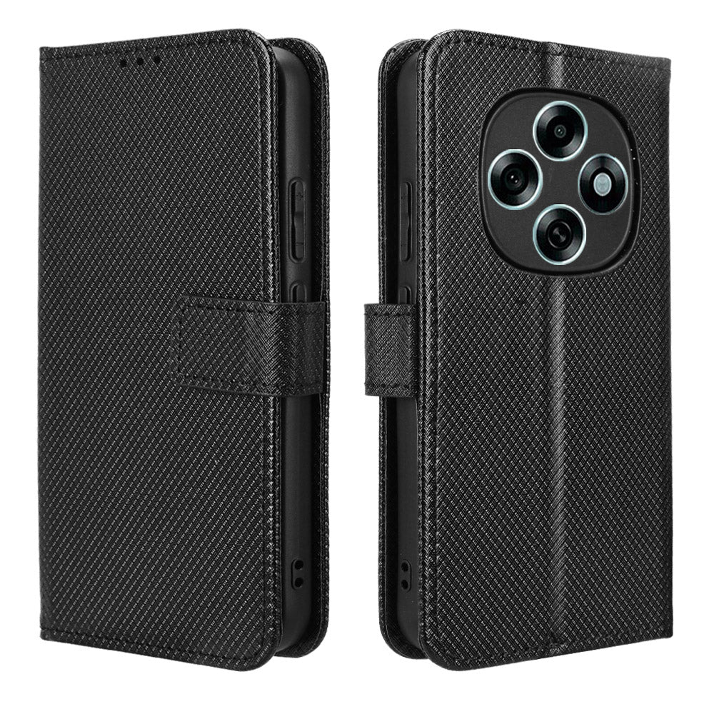 For Oppo F31 Pro 5G Leather Wallet Case with Strap Diamond Texture Phone Cover