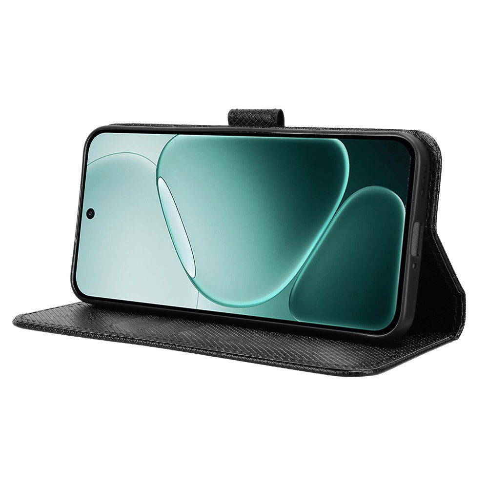 For Oppo F31 Pro 5G Leather Wallet Case with Strap Diamond Texture Phone Cover