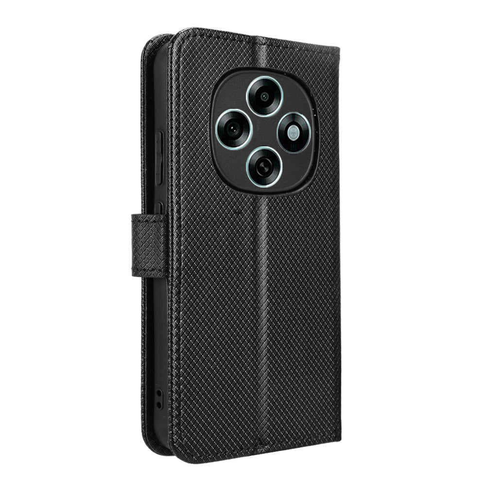 For Oppo F31 Pro 5G Leather Wallet Case with Strap Diamond Texture Phone Cover