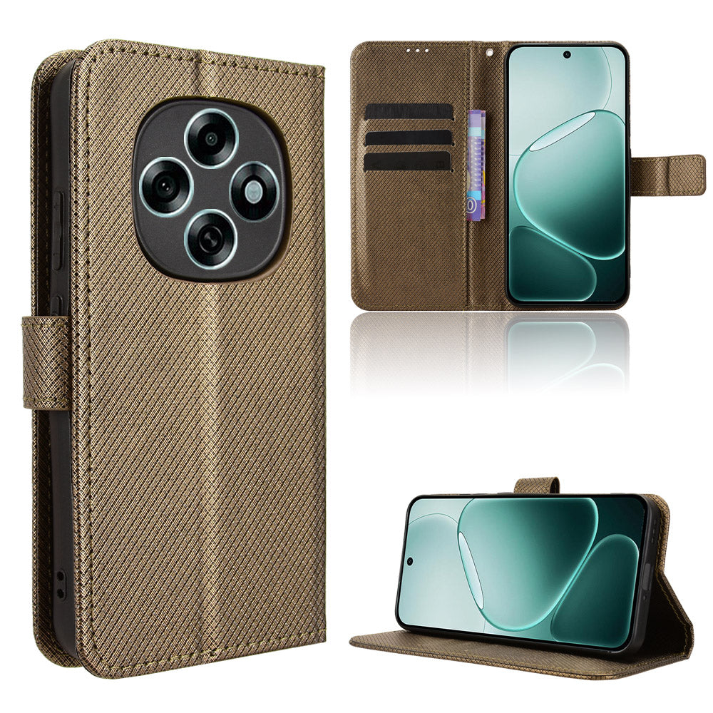 For Oppo F31 Pro 5G Leather Wallet Case with Strap Diamond Texture Phone Cover