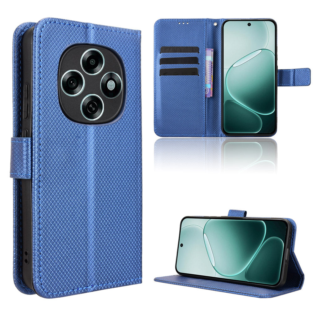 For Oppo F31 Pro 5G Leather Wallet Case with Strap Diamond Texture Phone Cover