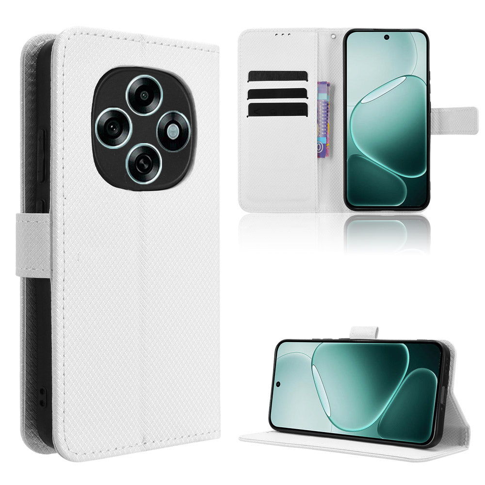 For Oppo F31 Pro 5G Leather Wallet Case with Strap Diamond Texture Phone Cover