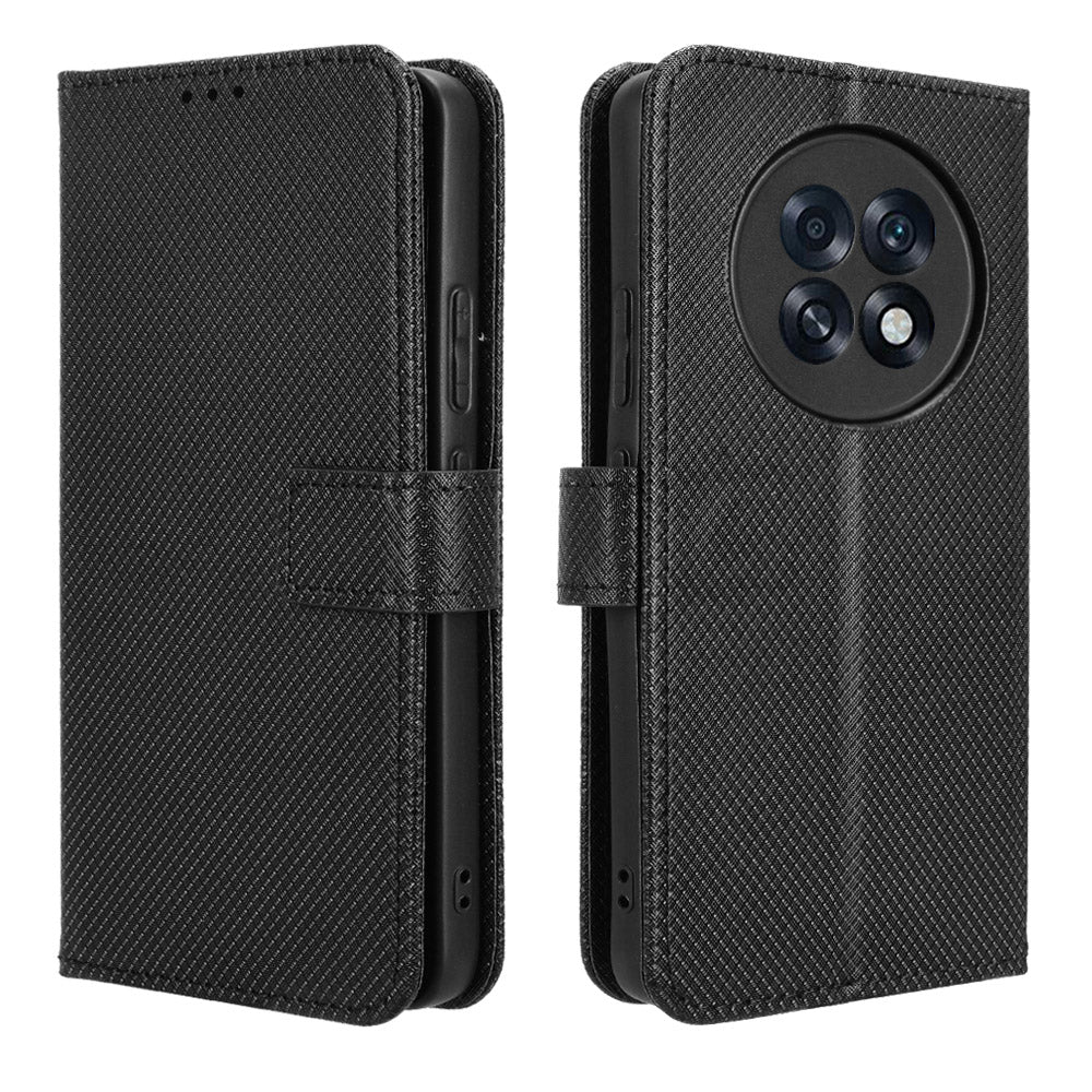 For Oppo A6 Max 5G / Oppo A6 GT 5G / Oppo F31 Pro+ 5G Leather Wallet Case with Strap Diamond Texture Phone Cover