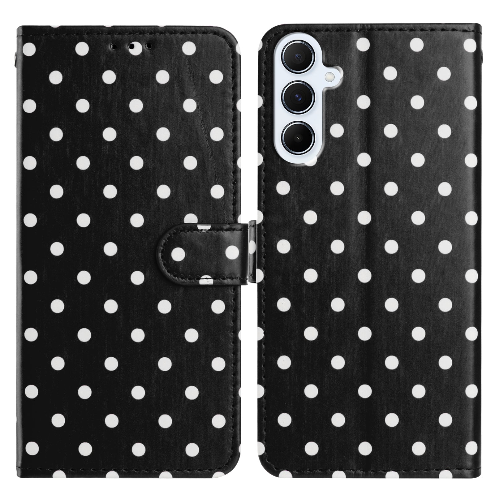 For Samsung Galaxy S25 FE Leather Case Polka Dot Pattern Wallet Stand Folio Phone Cover
