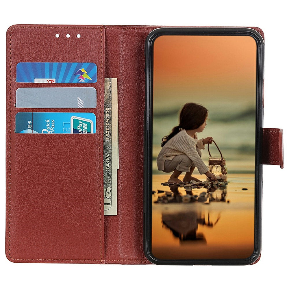 For Motorola Moto G06 4G Wallet Case PU Leather Phone Cover Litchi Texture