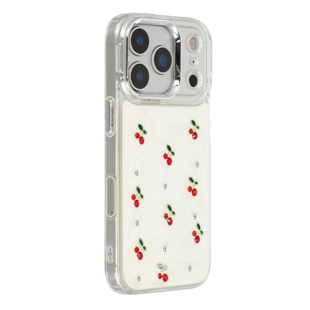 Coque pour iPhone 17 Pro Max, motif cerise en époxy 3D, coque arrière souple en TPU
