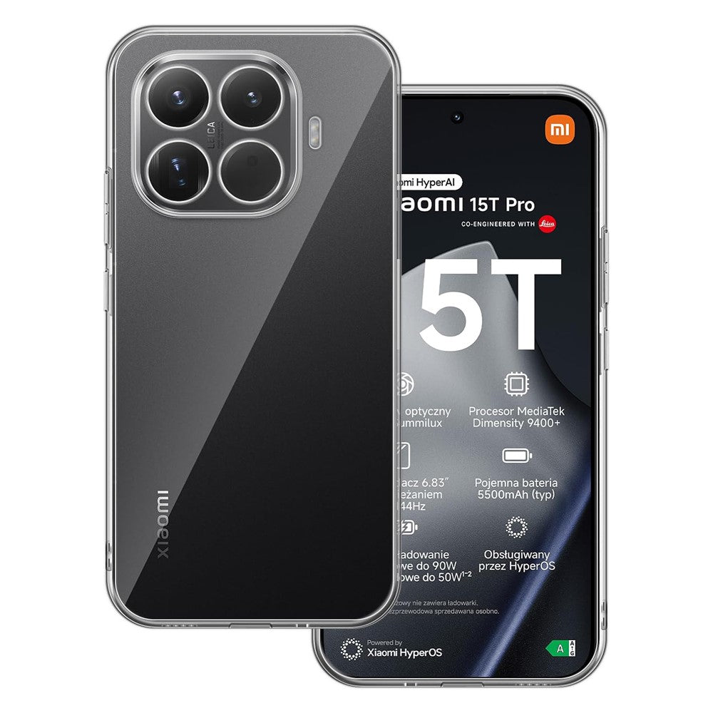 For Xiaomi 15T Pro Case Anti-Fingerprint Crystal Clear TPU Phone Cover