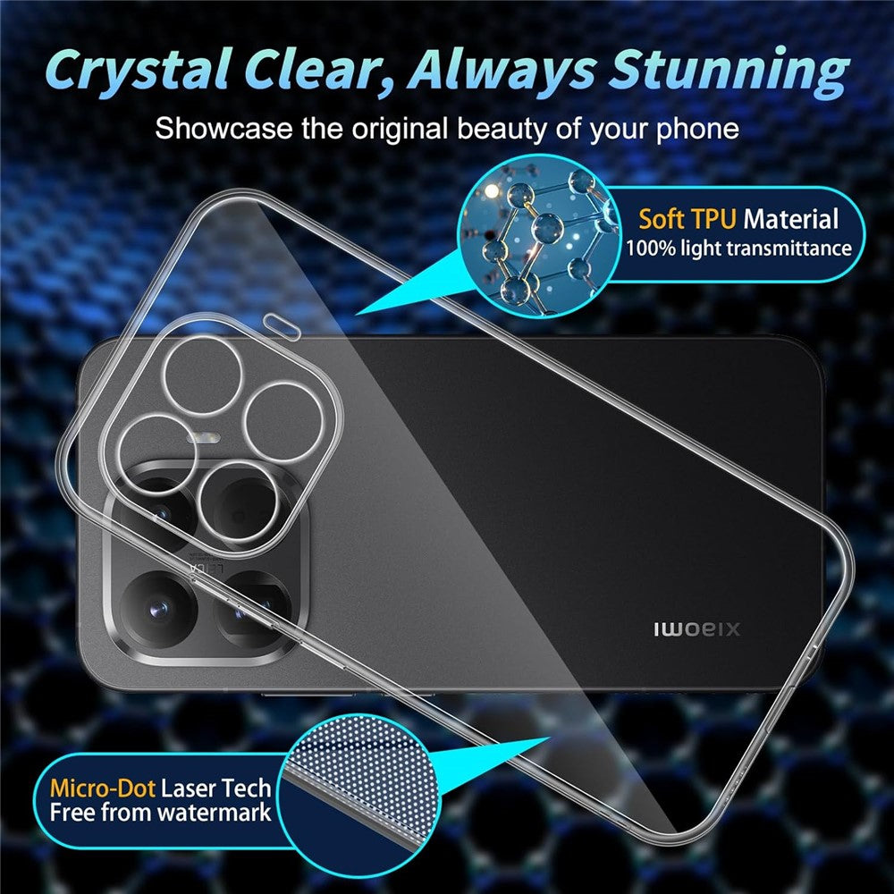 For Xiaomi 15T Pro Case Anti-Fingerprint Crystal Clear TPU Phone Cover