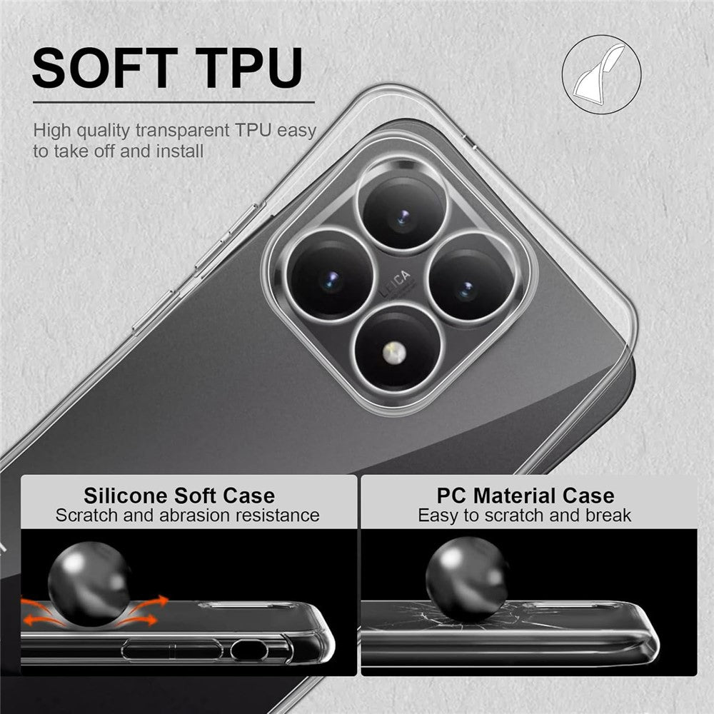 For Xiaomi 15T Clear TPU Anti-Scratch Phone Case + 2.5D Arc Edge Screen Protector