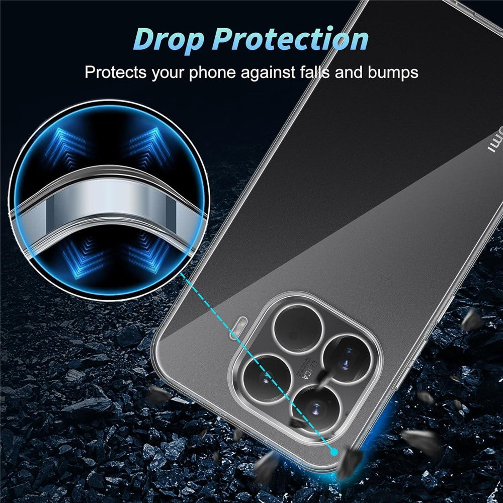 For Xiaomi 15T Pro Clear TPU Anti-Scratch Phone Case + 2.5D Arc Edge Screen Protector